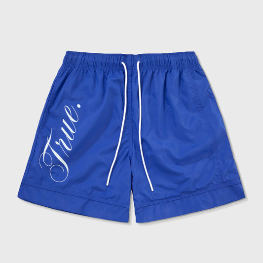 TRUE LOUNGE BOARD SHORTS BLUE - FRONT OF.