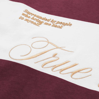 TRUE LOUNGE LONGSLEEVE BOXY POLO DEEP RED - FRONT OF.