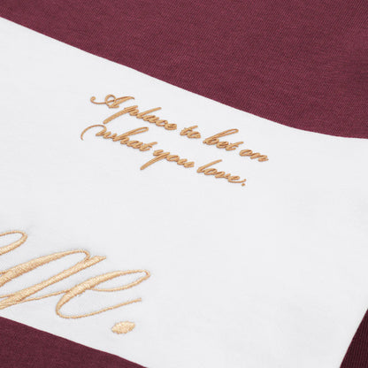 TRUE LOUNGE LONGSLEEVE BOXY POLO DEEP RED - FRONT OF.