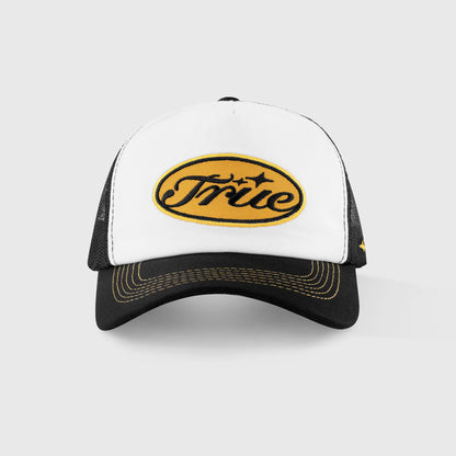 TRUE STAMP TRUCKER CAP BLACK - FRONT OF