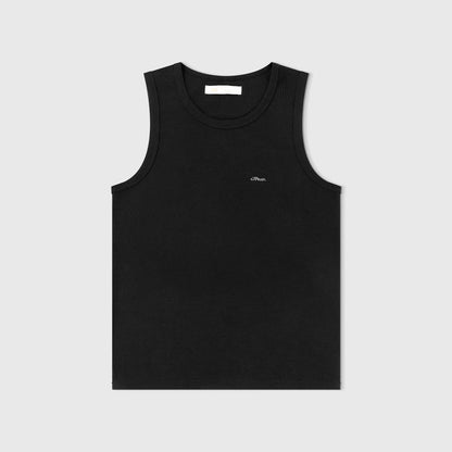 TRUE TEXTURED SLEEVELESS TEE BLACK - FRONT OF