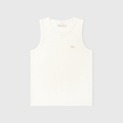 TRUE TEXTURE SLEEVELESS TEE CREAM - FRONT OF