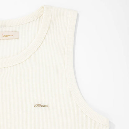 TRUE TEXTURE SLEEVELESS TEE CREAM - FRONT OF