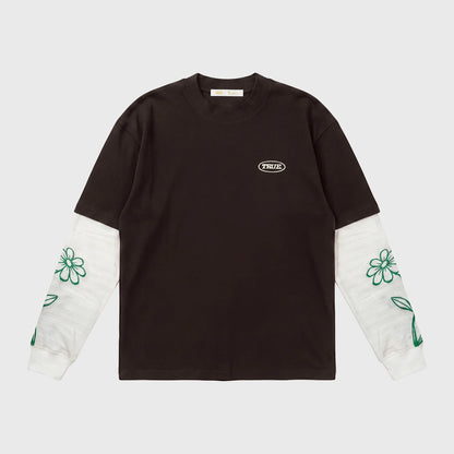 TRUE WAY BOXY LONG SLEEVE BROWN - FRONT OF