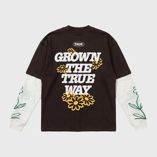 TRUE WAY BOXY LONG SLEEVE BROWN - FRONT OF