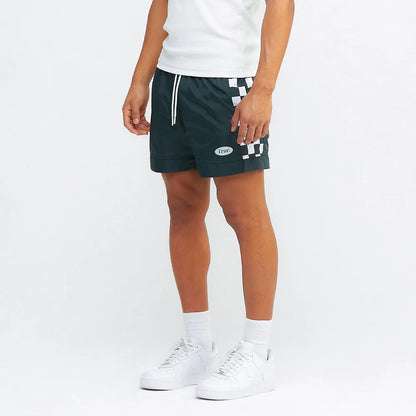 TRUE LOUNGE BOARD SHORTS PINE GREEN - FRONT OF.