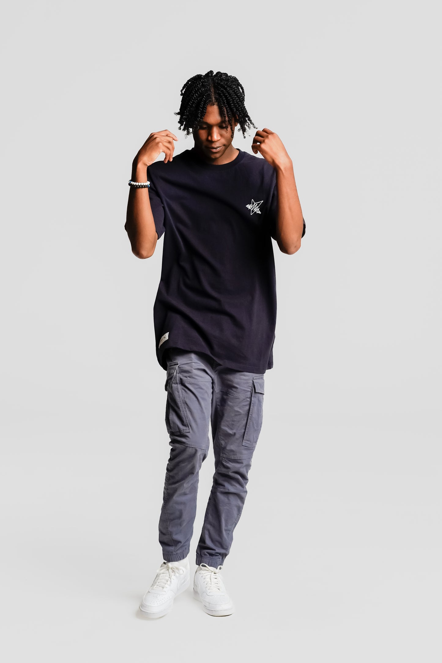VALLDOREIX STATEMENT TEE ICONIC NAVY - FRONT OF