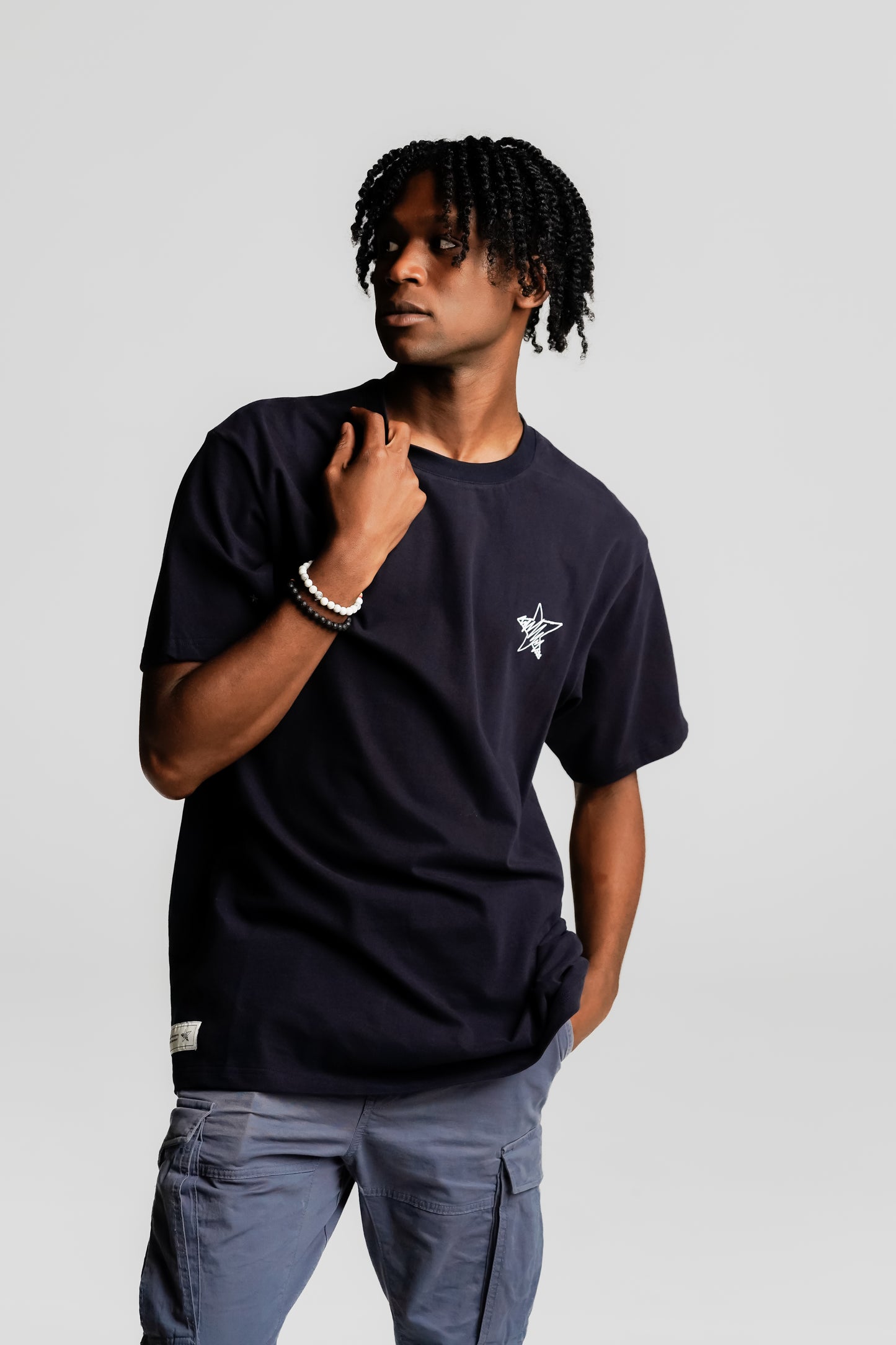 VALLDOREIX STATEMENT TEE ICONIC NAVY - FRONT OF