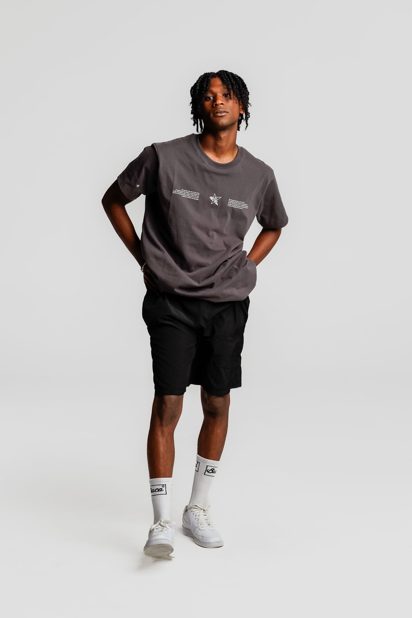 THREE SETTER TEE SHADOW GREY - FRONT OF