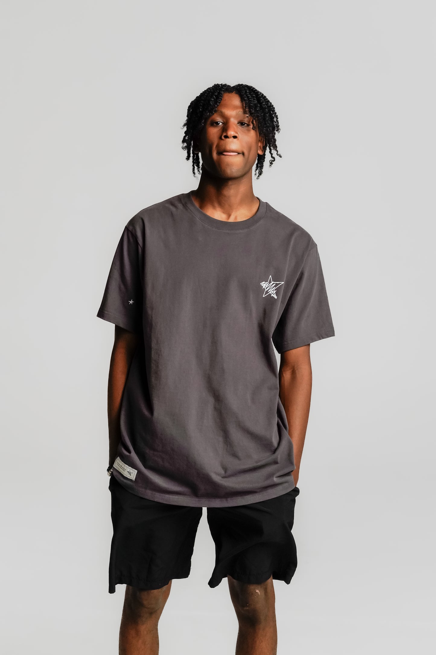 VALLDOREIX STATEMENT TEE SHADOW GREY - FRONT OF