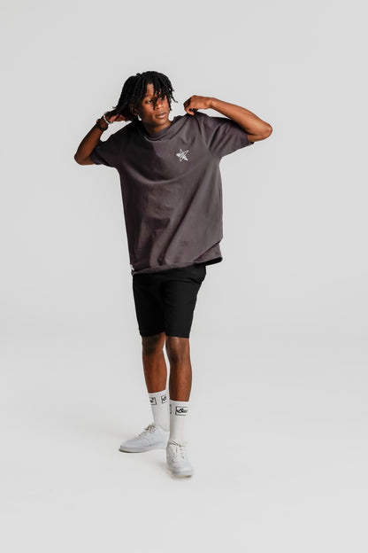 VALLDOREIX STATEMENT TEE SHADOW GREY - FRONT OF