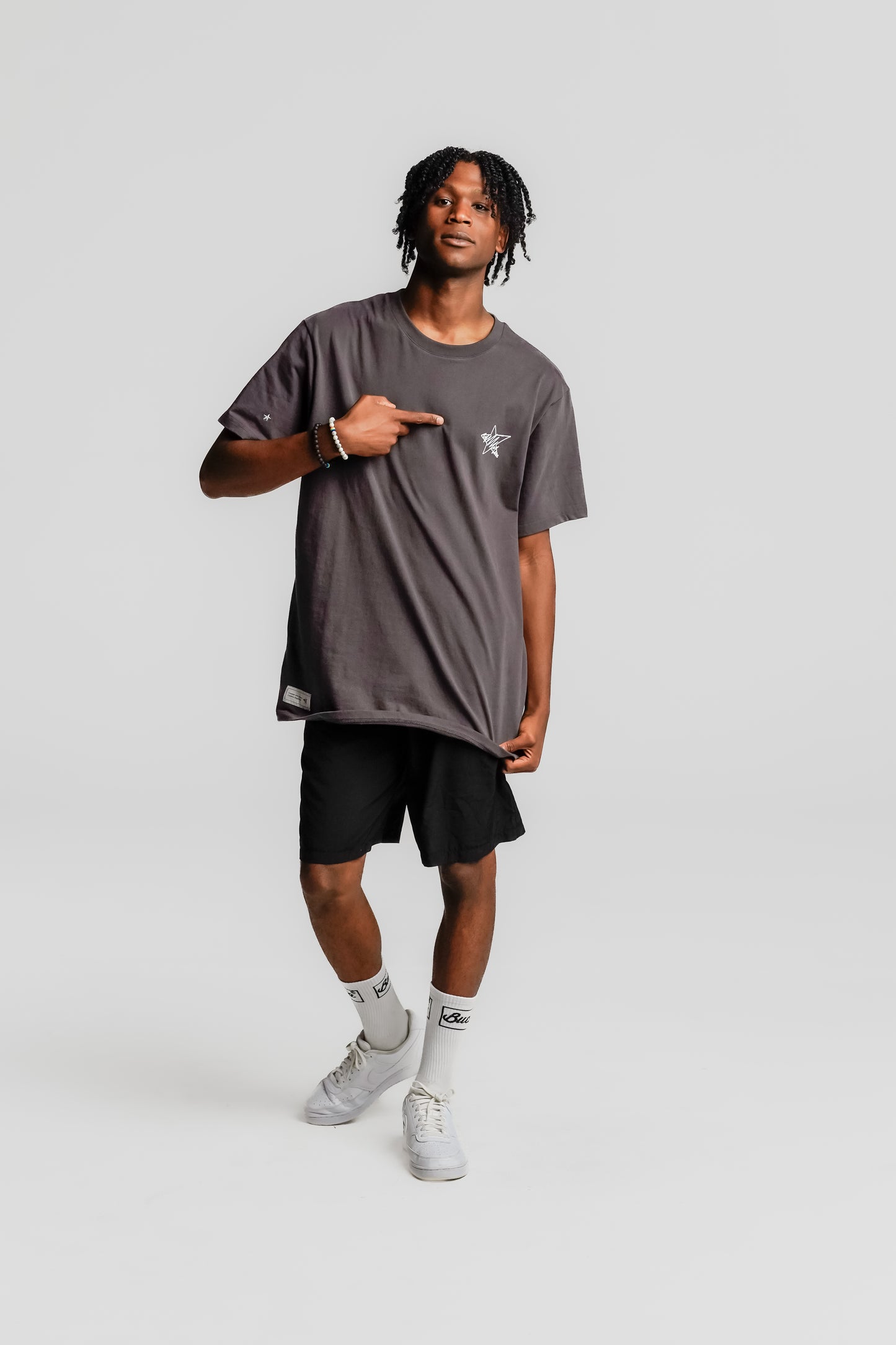 VALLDOREIX STATEMENT TEE SHADOW GREY - FRONT OF