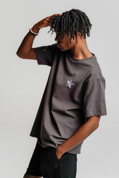 VALLDOREIX STATEMENT TEE SHADOW GREY - FRONT OF