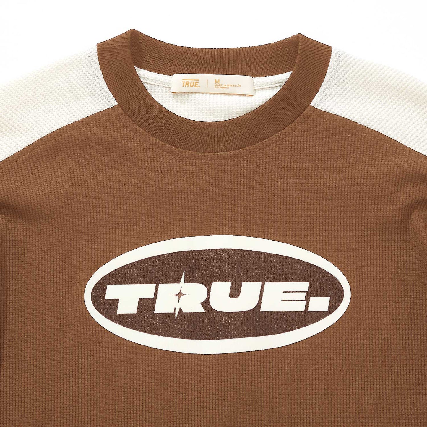 WAFFER LONG SLEEVE TEE BROWN - FRONT OF