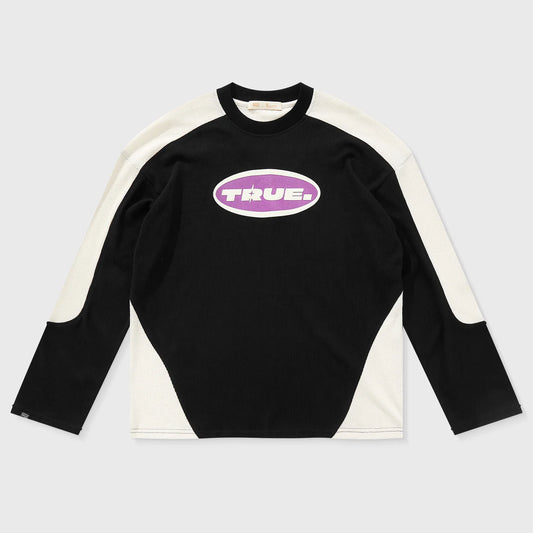 WAFFER LONG SLEEVE T-SHIRT BLACK - FRONT OF.