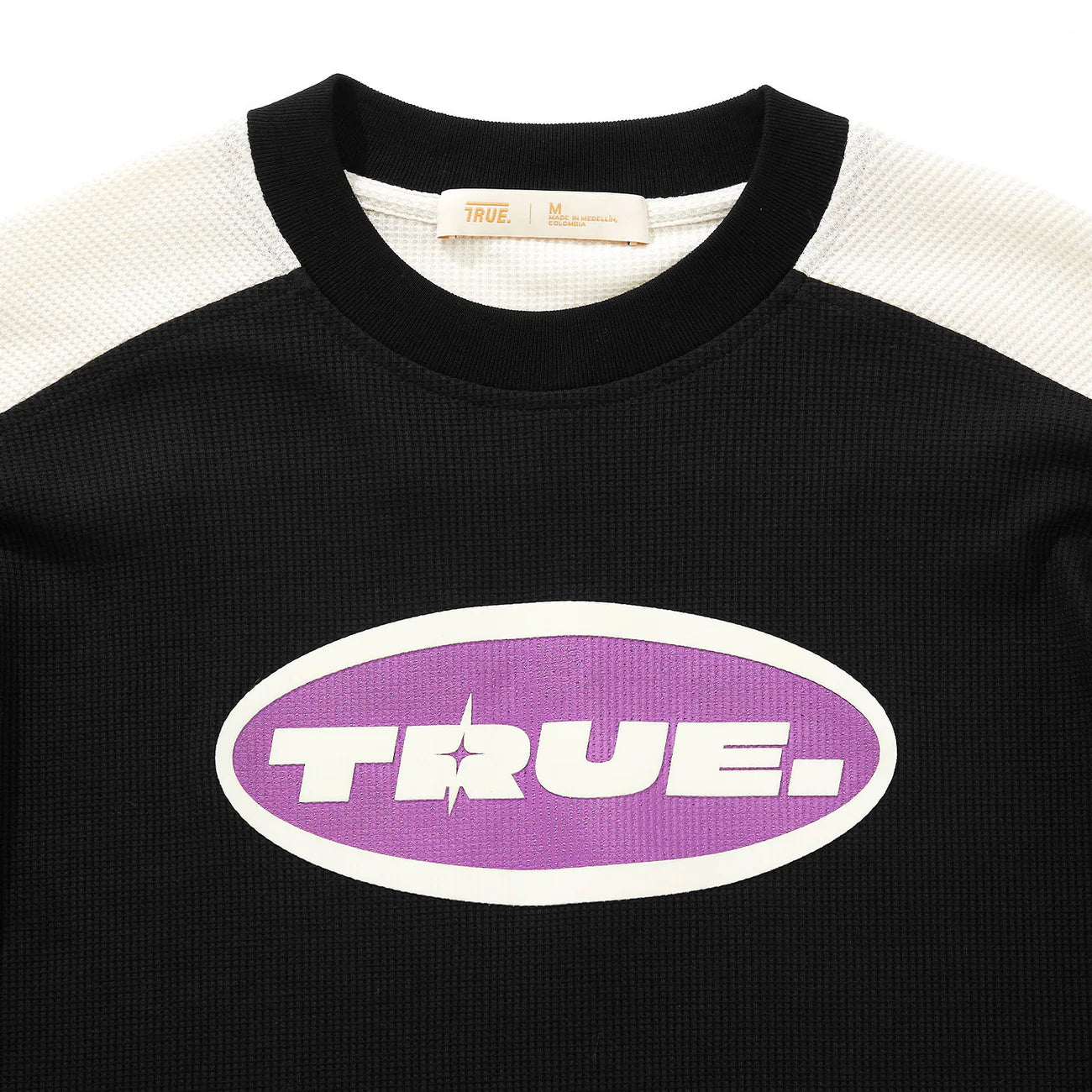 WAFFER LONG SLEEVE T-SHIRT BLACK - FRONT OF.