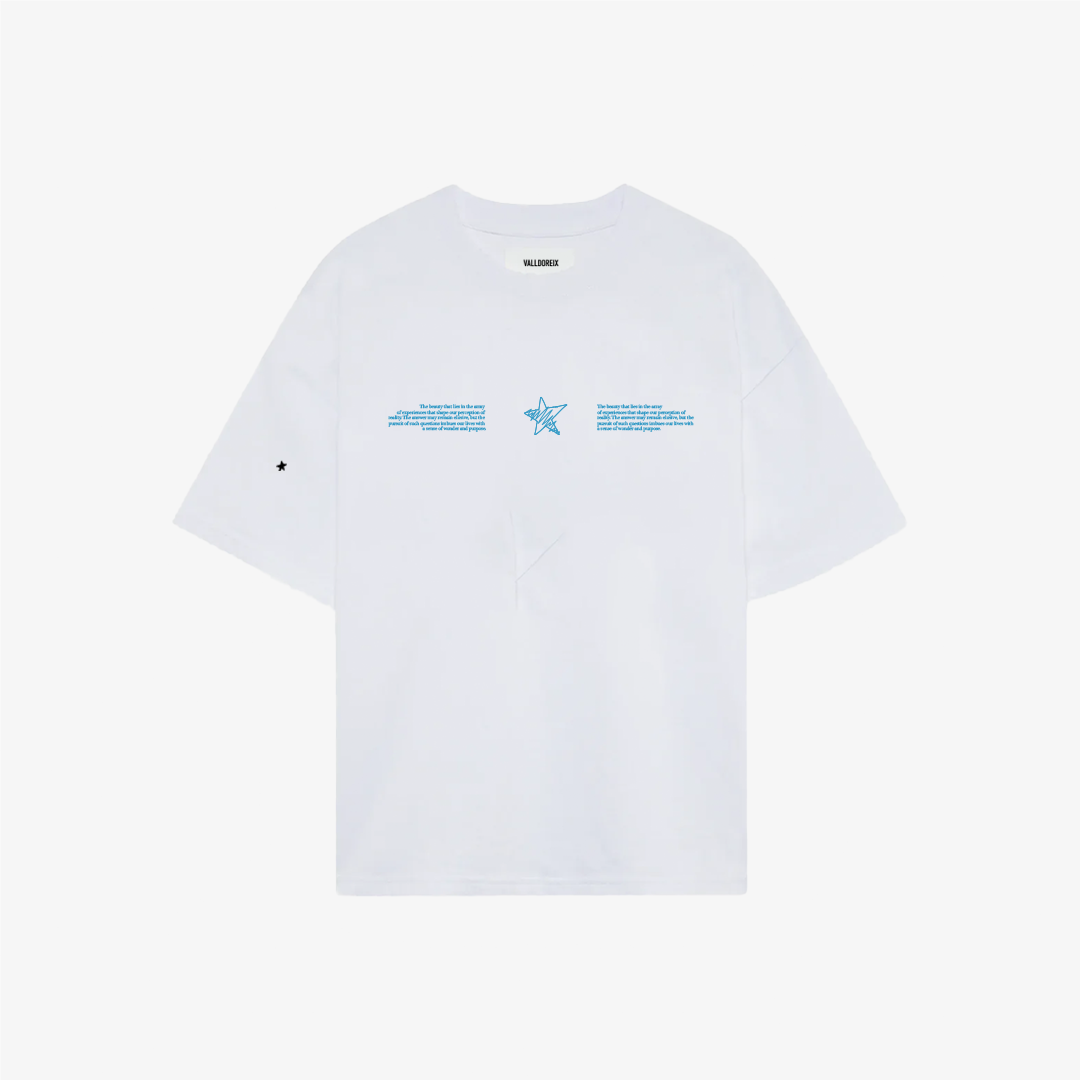 THREE SETTER TEE WHITE W/ BLUE - FRONT OF