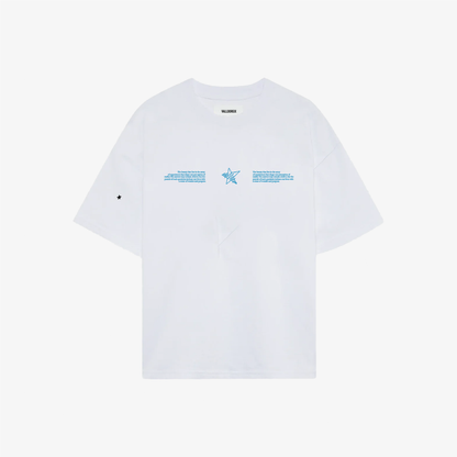 THREE SETTER TEE WHITE W/ BLUE - FRONT OF