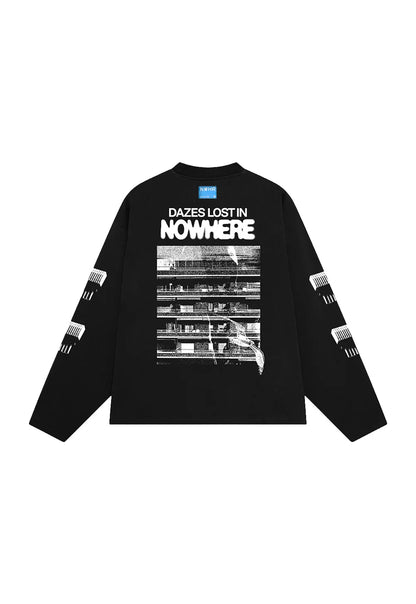 CAMISETA LARGA THROUGH THE WINDOW BLACK - FRONT OF