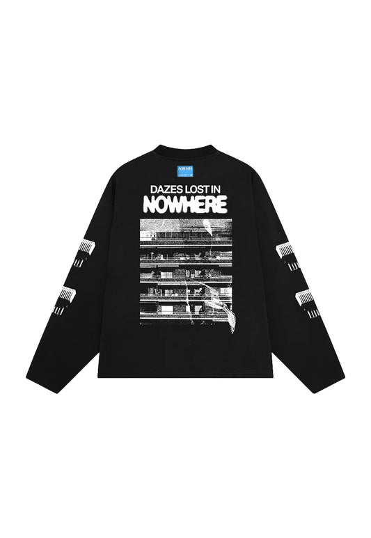 CAMISETA LARGA THROUGH THE WINDOW BLACK - FRONT OF