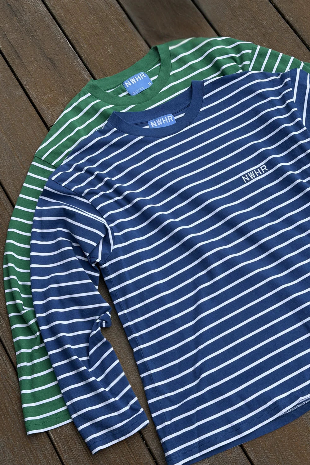 CAMISETA LARGA RAYAS AZUL - FRONT OF