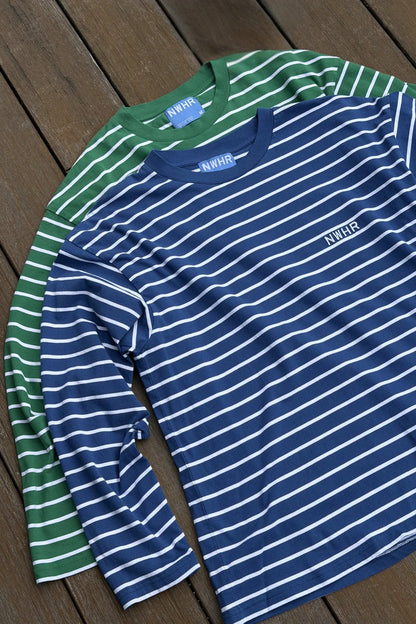 CAMISETA LARGA RAYAS AZUL - FRONT OF