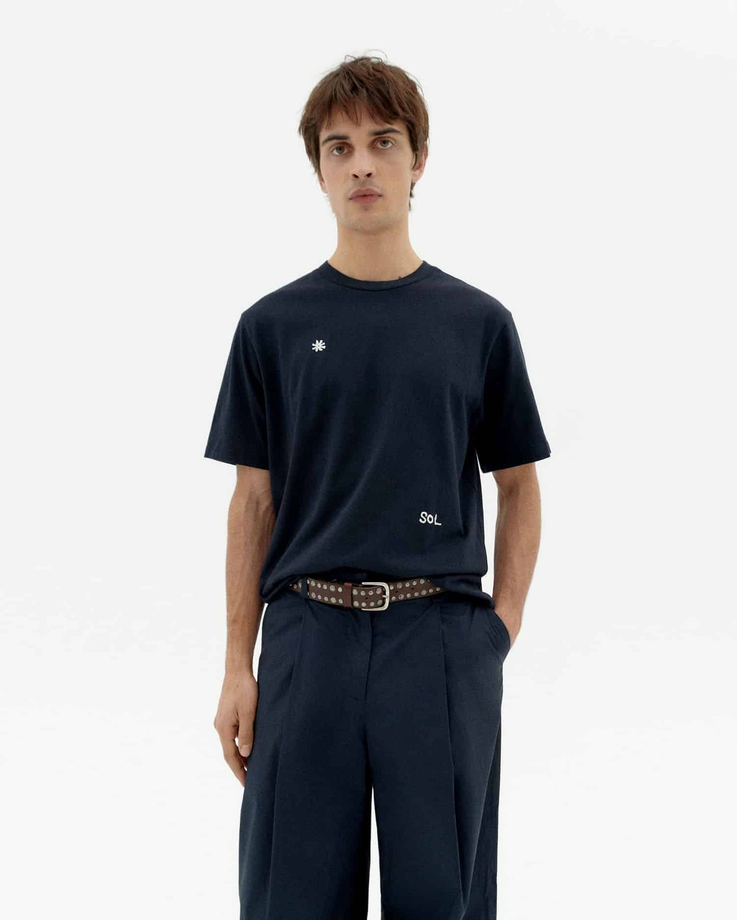 SOLSOL NAVY ZACH T-SHIRT - FRONT OF.