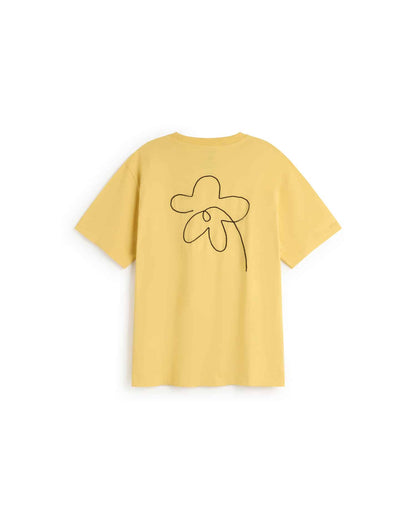 T-SHIRT AMARILLO BORDADO A MANO FLOWER AARON - FRONT OF