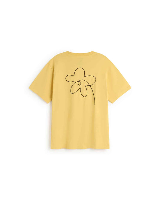 T-SHIRT AMARILLO BORDADO A MANO FLOWER AARON - FRONT OF