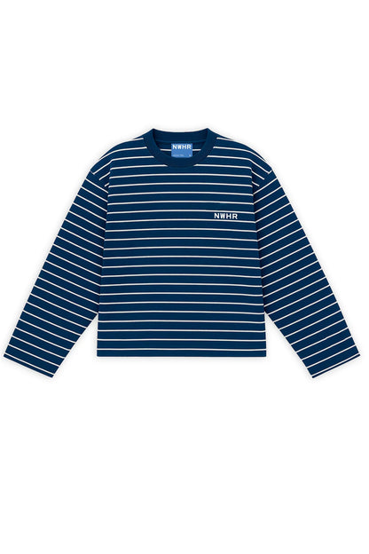 CAMISETA LARGA RAYAS AZUL - FRONT OF
