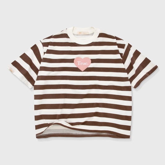 T-SHIRT STRIPED BOXY FIT BROWN