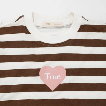 T-SHIRT STRIPED BOXY FIT BROWN